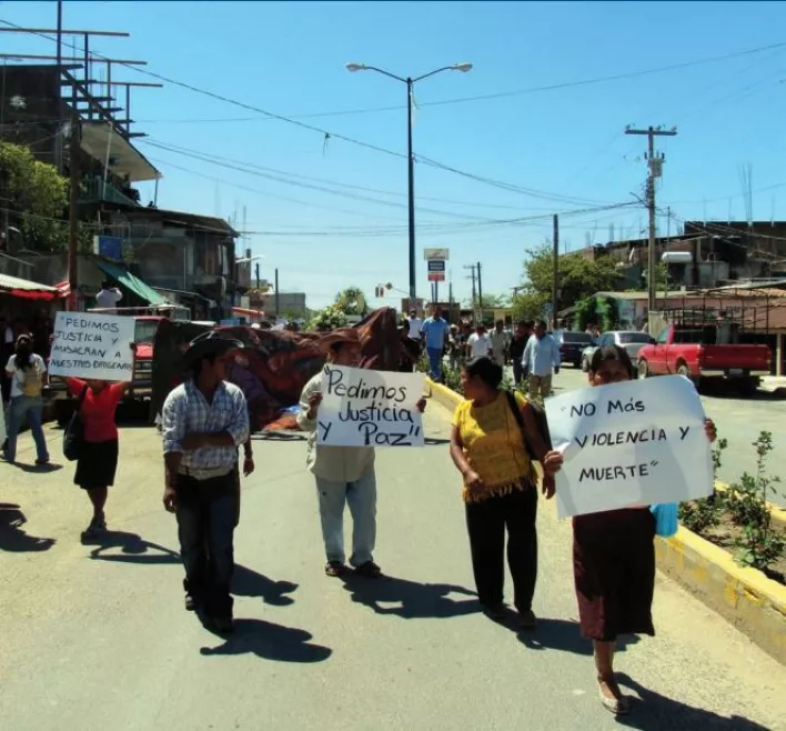 Protest in Ayutla, Guerrero following the assassination of OFPM leaders